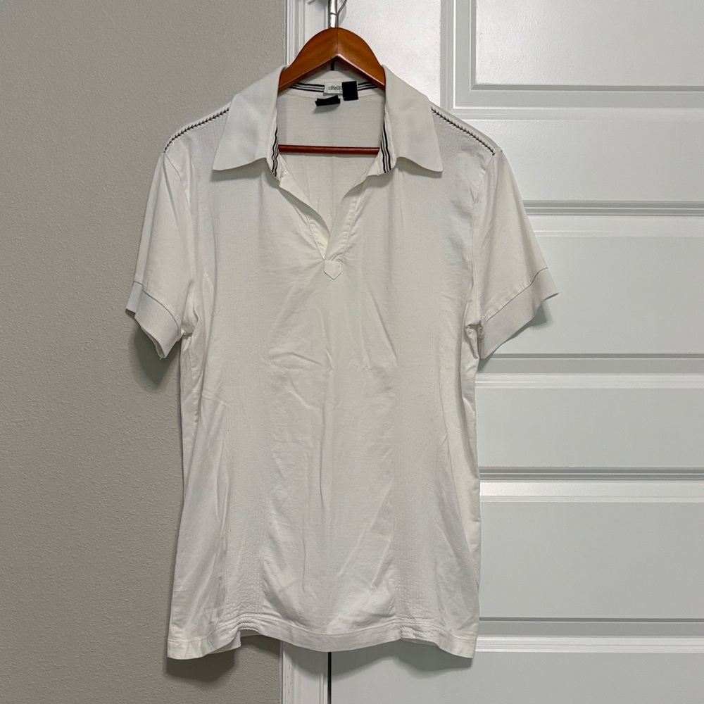 Boss White Short-Sleeve Polo Button-Down Shirt